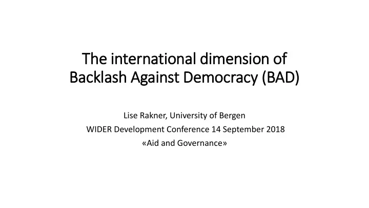 the international dimension of of