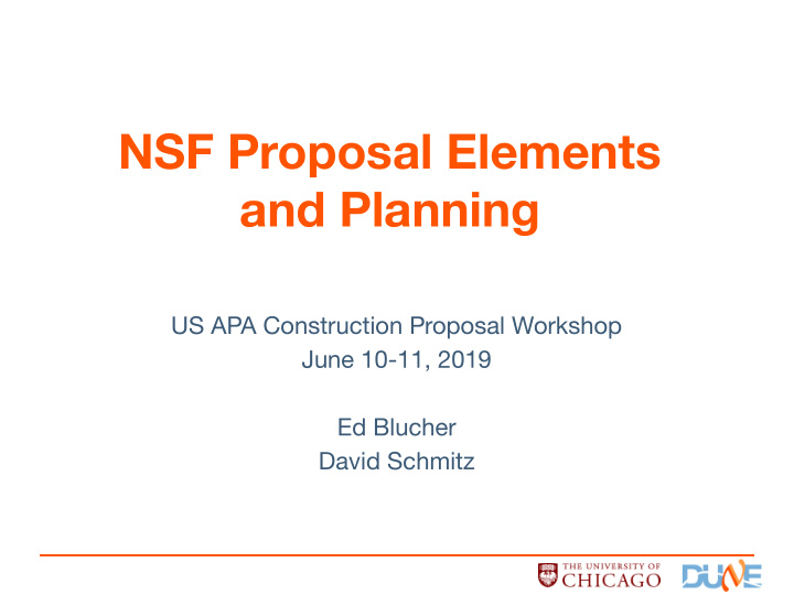 nsf proposal elements and planning