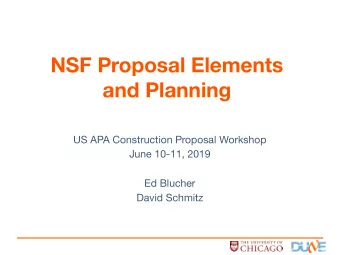 NSF Proposal Elements  and Planning  US APA Construction Proposal Workshop  June 10-11, 2019  Ed