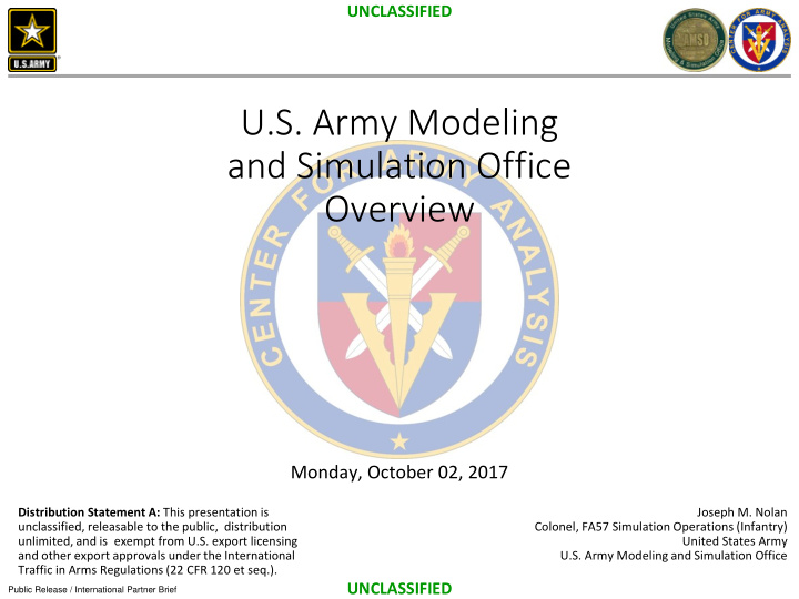 u s army modeling and simulation office overview