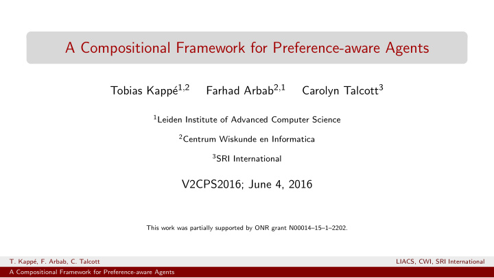 a compositional framework for preference aware agents