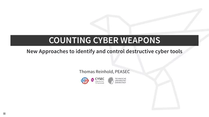 counting cyber weapons