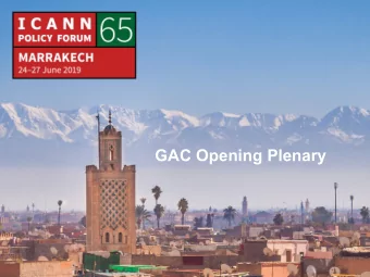 GAC Opening Plenary  | 1  GAC: Opening Plenary  24 June 2019  Governmental Advisory Committee