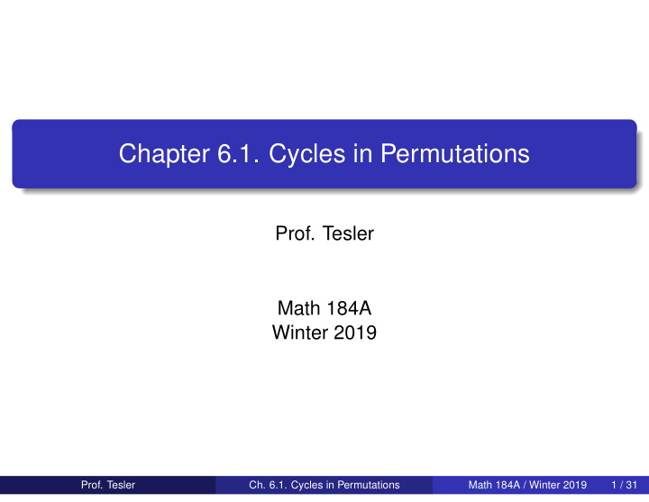 chapter 6 1 cycles in permutations