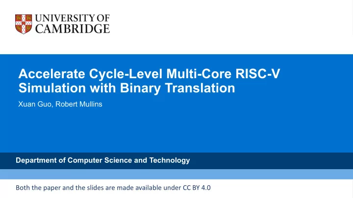 accelerate cycle level multi core risc v simulation with