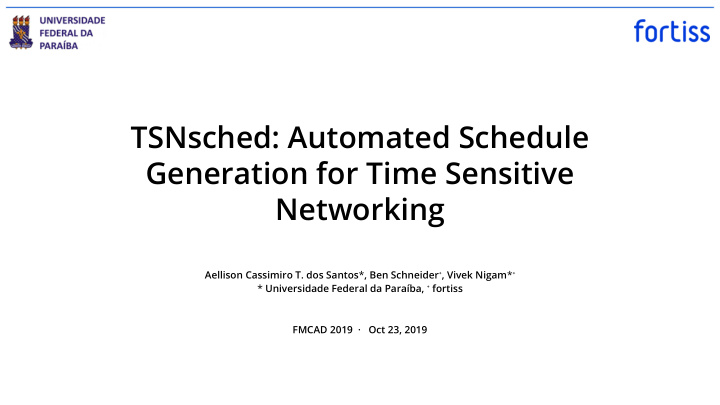 tsnsched automated schedule generation for time sensitive