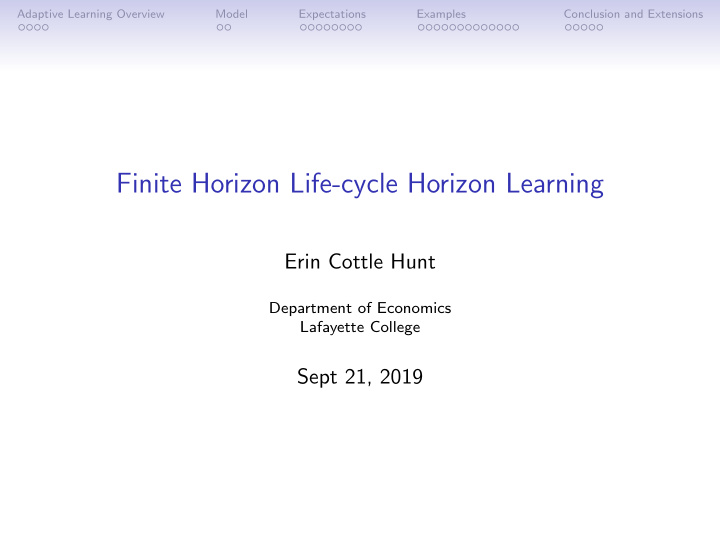 finite horizon life cycle horizon learning