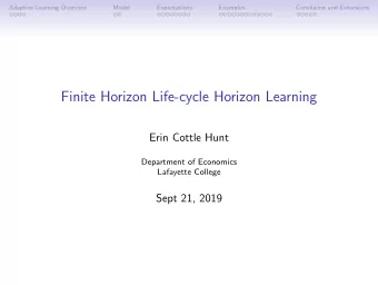 Finite Horizon Life-cycle Horizon Learning  Erin Cottle Hunt  Department of Economics  Lafayette