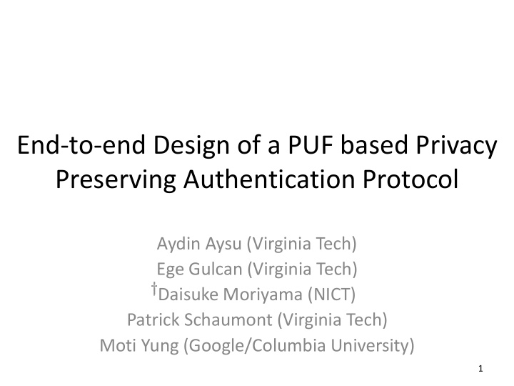 end to end design of a puf based privacy