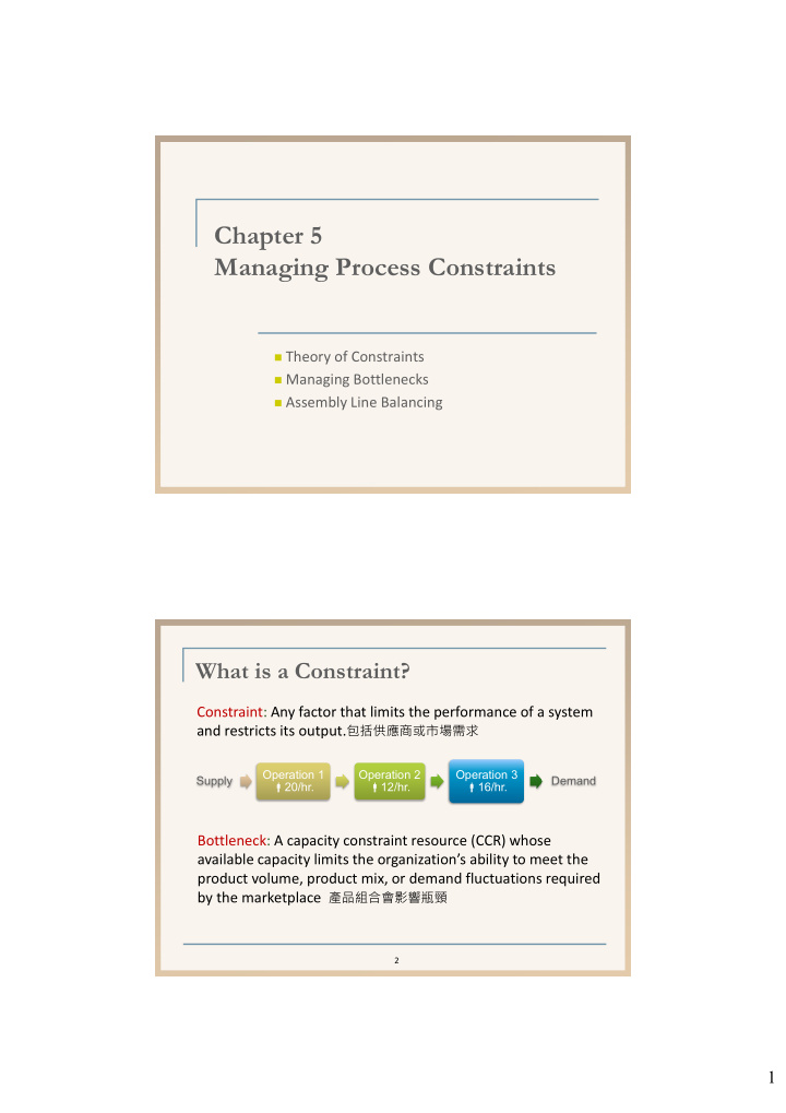 chapter 5 managing process constraints