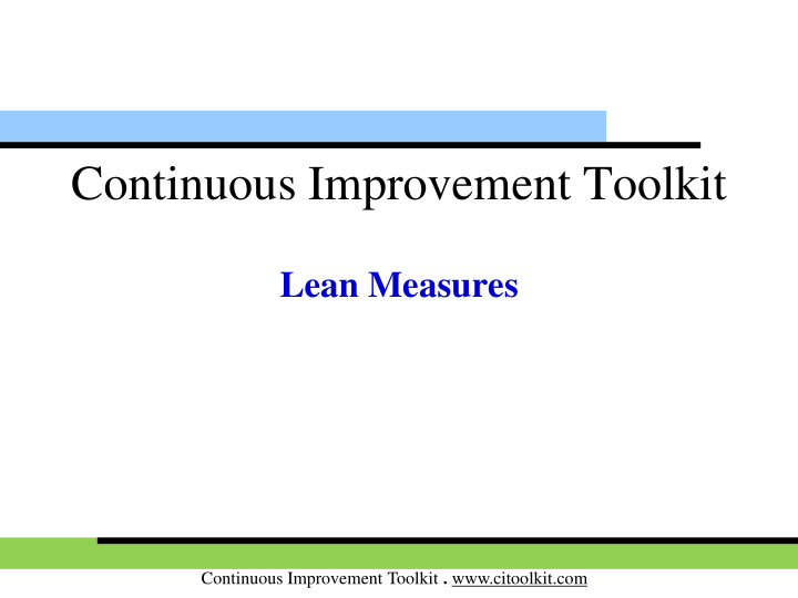 continuous improvement toolkit