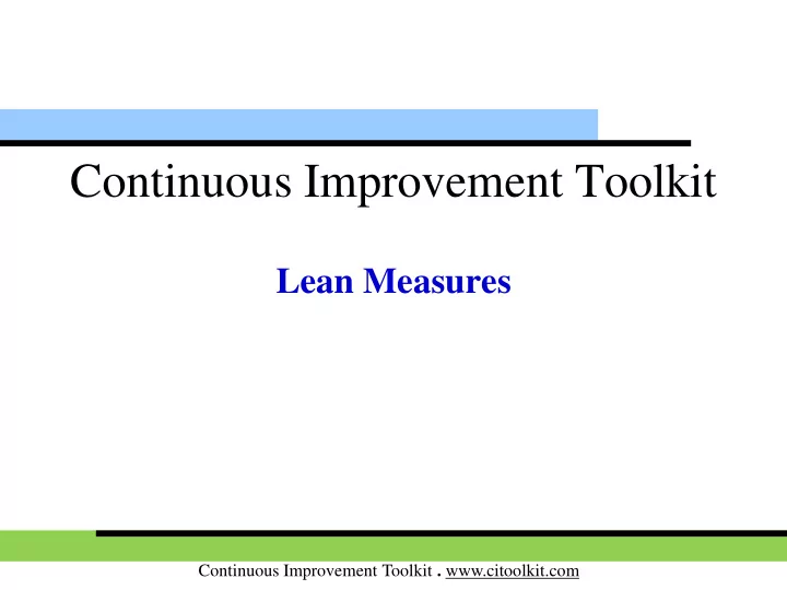 continuous improvement toolkit