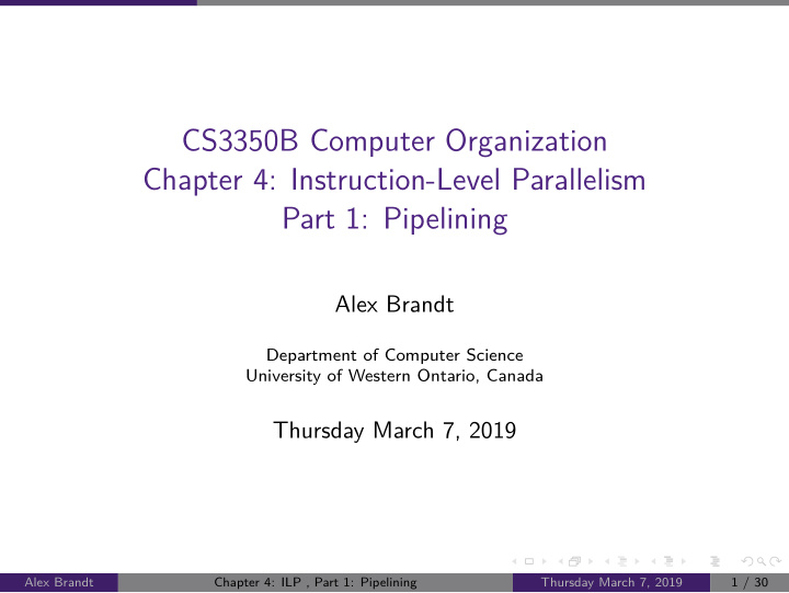 cs3350b computer organization chapter 4 instruction level