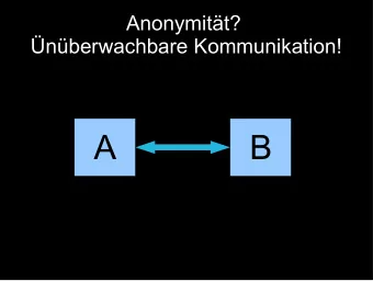 A  B  Verschlsselung schtzt nur Inhalte,  nicht die Metadaten!  Wer mit wem?  Wann?
