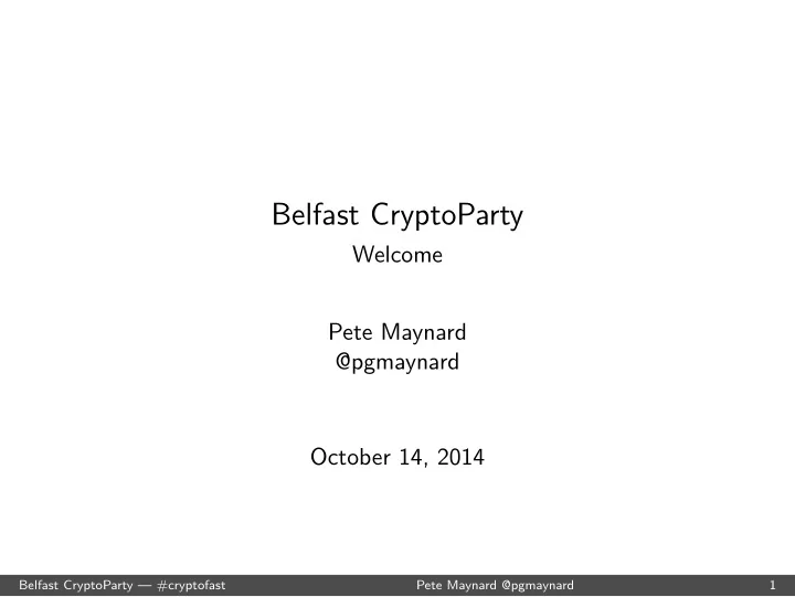 belfast cryptoparty
