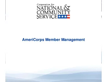 AmeriCorps Member Management  High Quality Performance Measures  e-Course Series: Overview