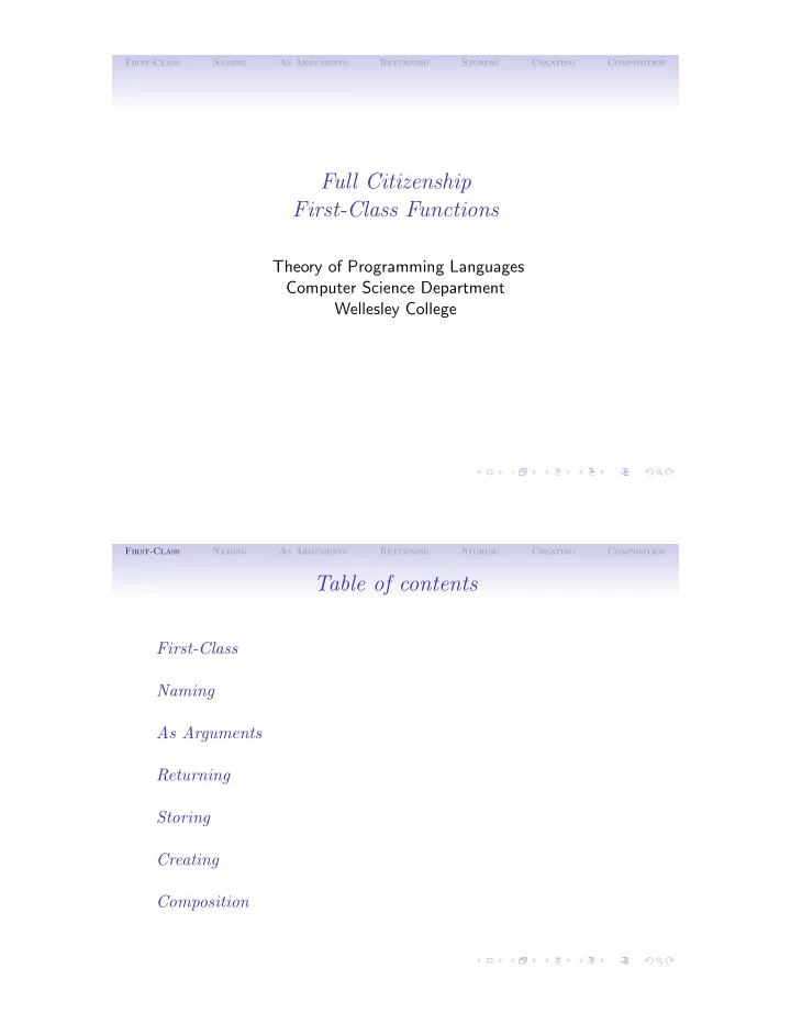 full citizenship first class functions
