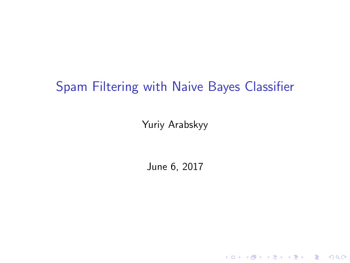 spam filtering with naive bayes classifier