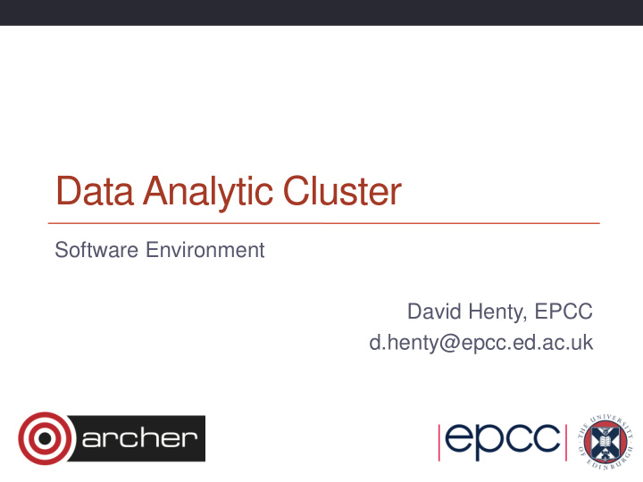 data analytic cluster