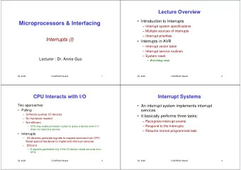 Microprocessors &amp; Interfacing   Interrupt system specifications   Multiple sources of