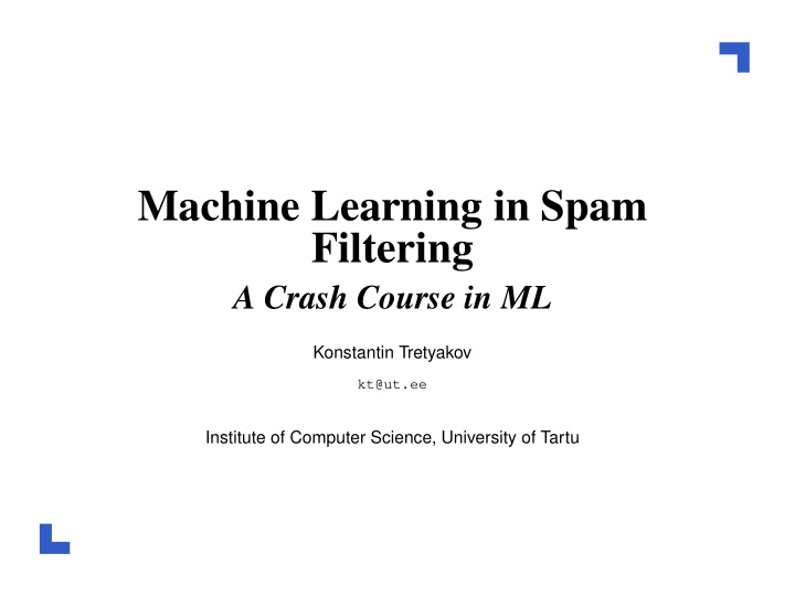 machine learning in spam filtering