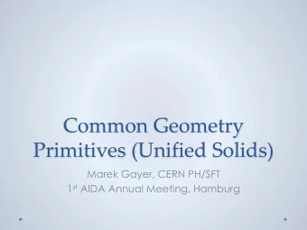 Common Geometry  Primitives (Unified Solids)  Marek Gayer, CERN PH/SFT 1 st AIDA Annual Meeting,