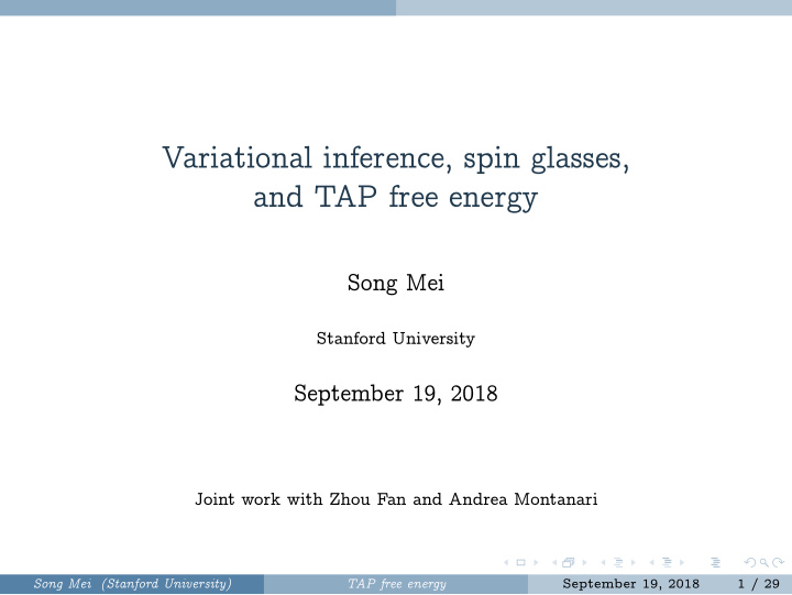 variational inference spin glasses and tap free energy