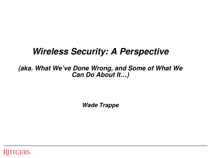 wireless security a perspective