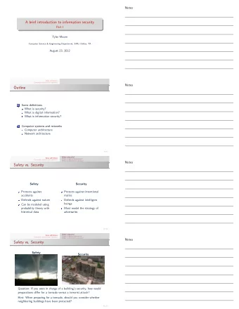A brief introduction to information security  Part I  Tyler Moore  Computer Science &amp;