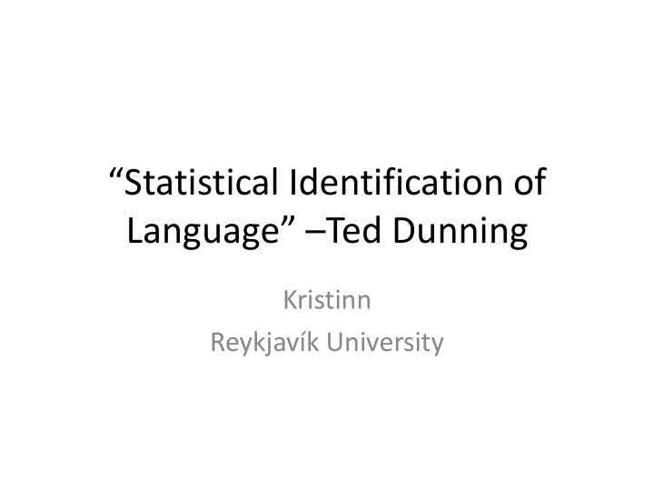 language ted dunning