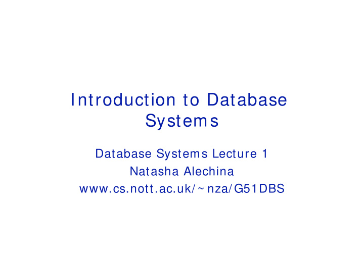 introduction to database systems