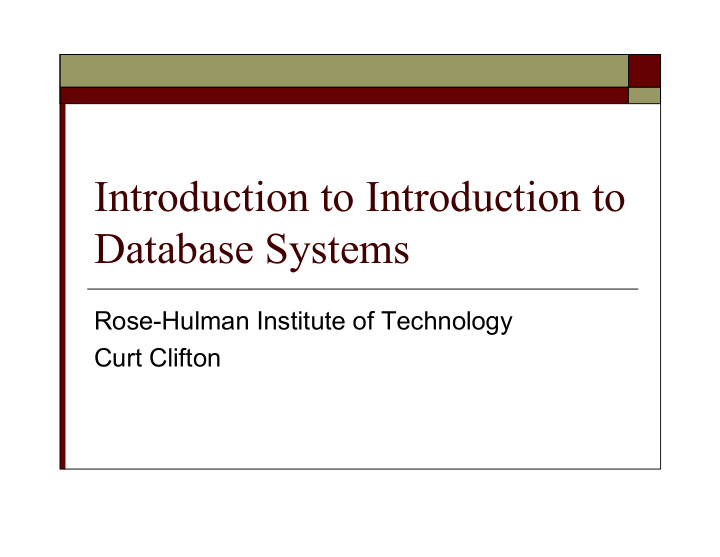 introduction to introduction to database systems