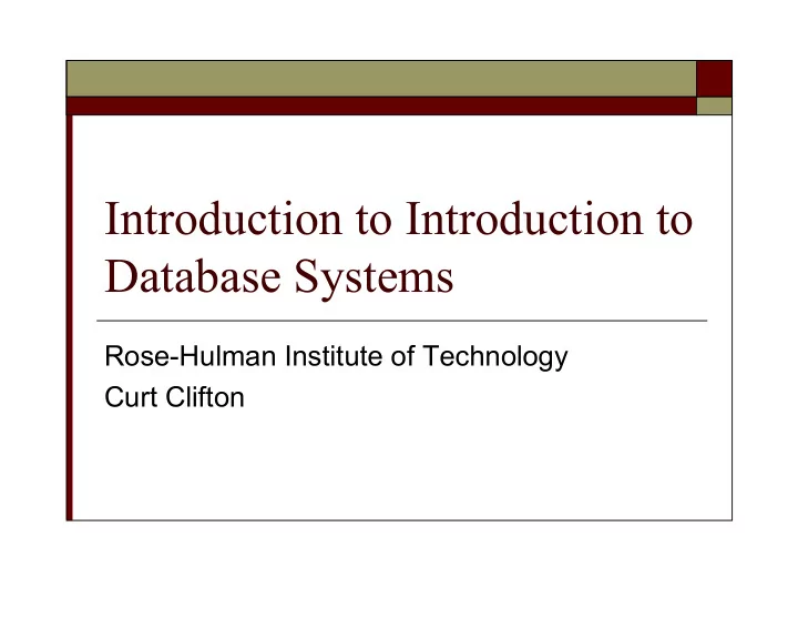 introduction to introduction to database systems