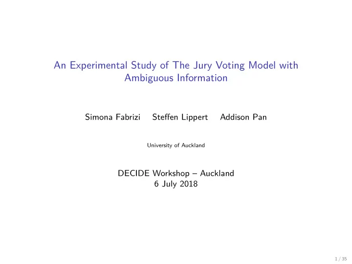 an experimental study of the jury voting model with