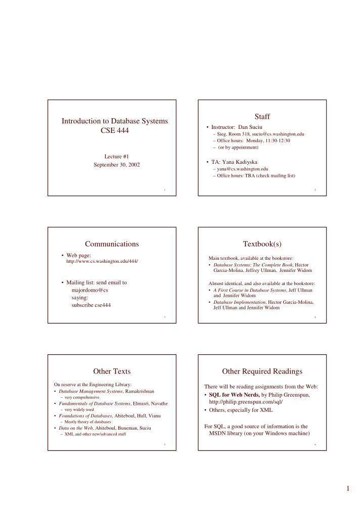 staff introduction to database systems