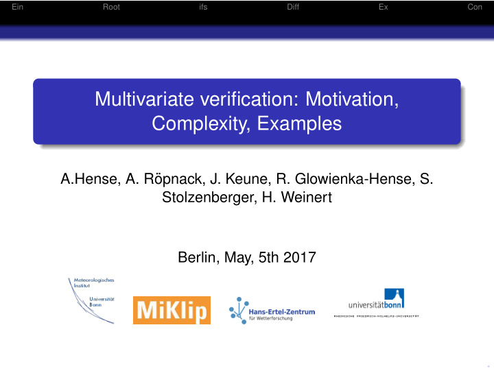 multivariate verification motivation complexity examples