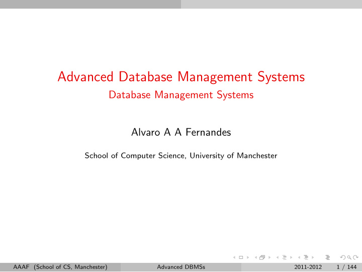 advanced database management systems