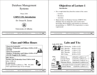 Database Management  Objectives of Lecture 1  Systems  Introduction   Get a rough initial idea