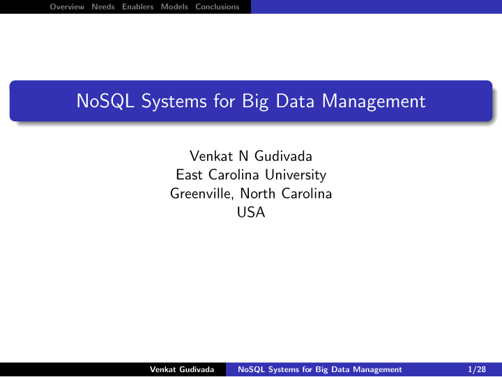 nosql systems for big data management