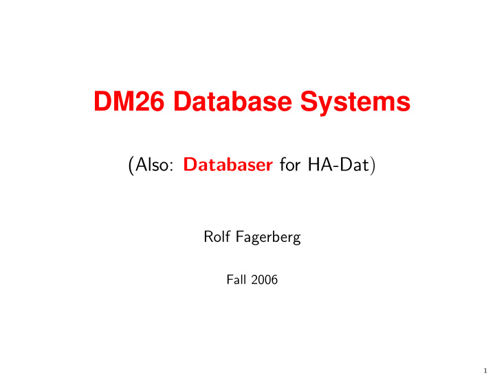 dm26 database systems