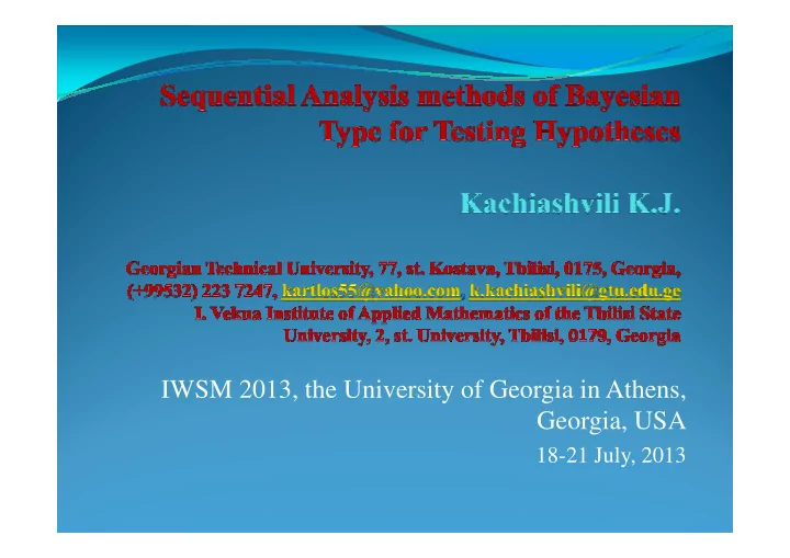 iwsm 2013 the university of georgia in athens georgia usa