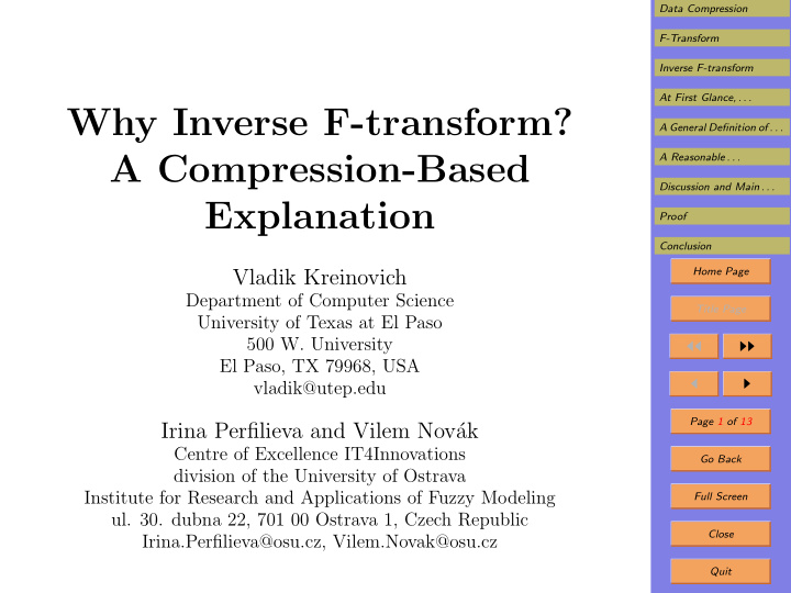why inverse f transform