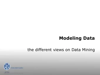 Modeling Data  the different views on Data Mining  Views on Data Mining  Fitting the data