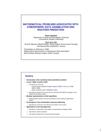 MATHEMATICAL PROBLEMS ASSOCIATED WITH  MATHEMATICAL PROBLEMS ASSOCIATED WITH  ATMOSPHERIC DATA