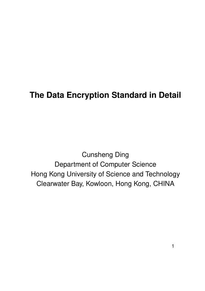 the data encryption standard in detail