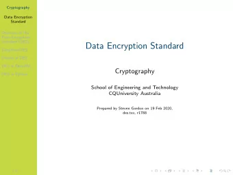 Data Encryption Standard  Simplified-DES  Details of DES  DES in OpenSSL  Cryptography  DES in