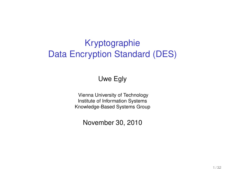 kryptographie data encryption standard des