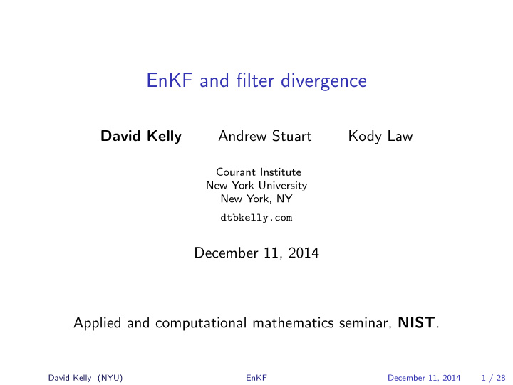 enkf and filter divergence