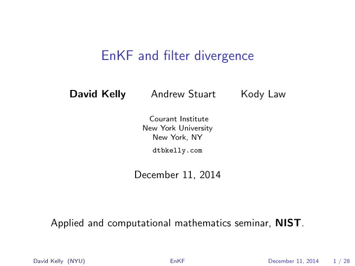 enkf and filter divergence