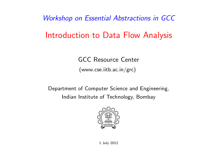 introduction to data flow analysis